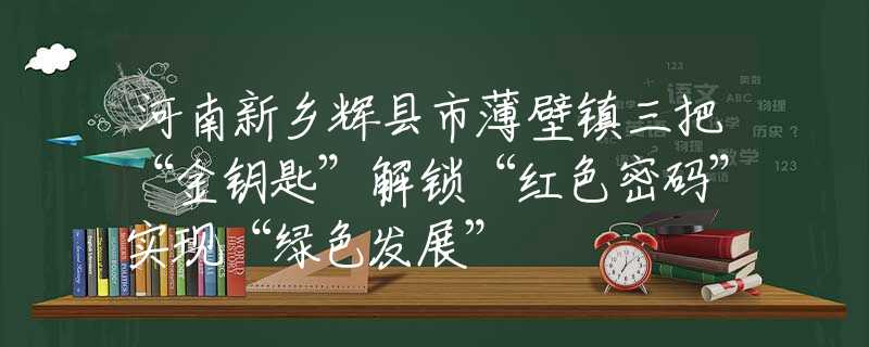 河南新鄉(xiāng)輝縣市薄壁鎮(zhèn)三把“金鑰匙”解鎖“紅色密碼”實現(xiàn)“綠色發(fā)展”