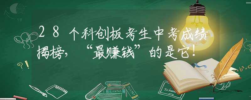 28個(gè)科創(chuàng)板考生中考成績(jī)揭榜，“最賺錢”的是它！