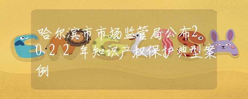哈爾濱市市場監(jiān)管局公布2022年知識(shí)產(chǎn)權(quán)保護(hù)典型案例