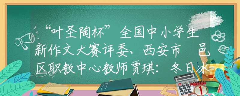 “葉圣陶杯”全國中小學生新作文大賽評委、西安市鄠邑區(qū)職教中心教師賈琪：冬日冰瀑文苑書香