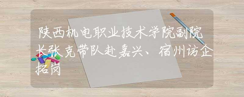 陜西機(jī)電職業(yè)技術(shù)學(xué)院副院長(zhǎng)張克帶隊(duì)赴嘉興、宿州訪企拓崗