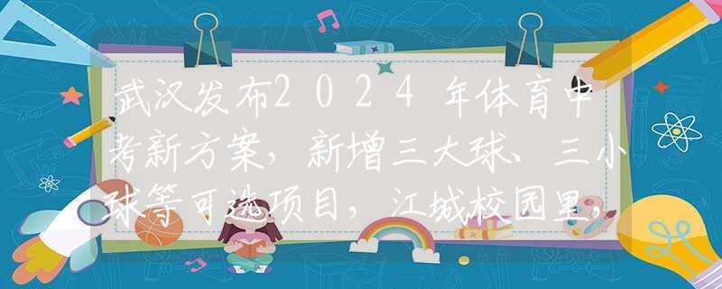 武漢發(fā)布2024年體育中考新方案，新增三大球、三小球等可選項目，江城校園里，體育課有了新變化