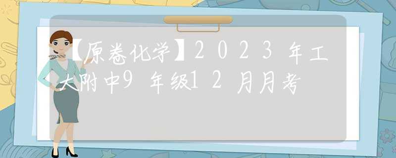 【原卷化學(xué)】2023年工大附中9年級12月月考