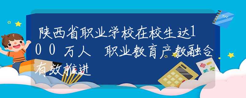 陜西省職業(yè)學(xué)校在校生達(dá)100萬(wàn)人 職業(yè)教育產(chǎn)教融合有效推進(jìn)