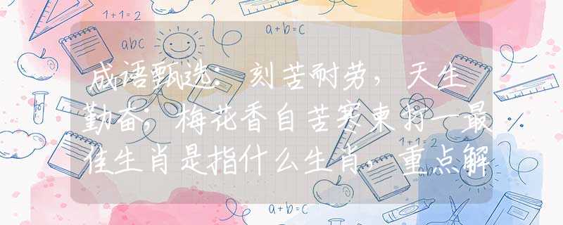 成語甄選：刻苦耐勞，天生勤奮；梅花香自苦寒柬打一最佳生肖是指什么生肖，重點解釋落實