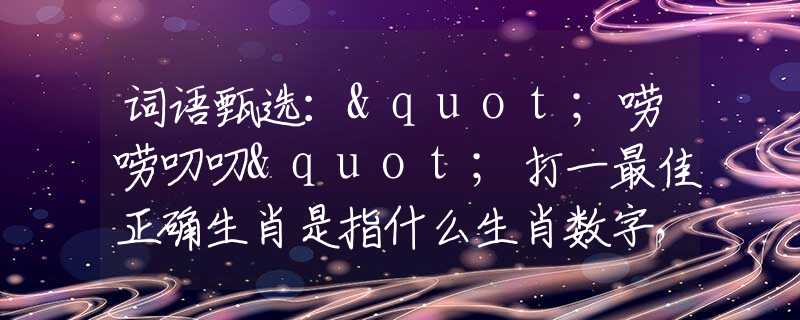 詞語(yǔ)甄選："嘮嘮叨叨"打一最佳正確生肖是指什么生肖數(shù)字，最佳釋義詞語(yǔ)闡述落實(shí)