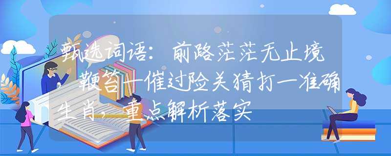 甄選詞語：前路茫茫無止境，鞭笞一催過險(xiǎn)關(guān)猜打一準(zhǔn)確生肖，重點(diǎn)解析落實(shí)