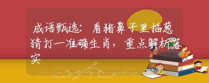 成語甄選：看豬鼻子里插蔥猜打一準(zhǔn)確生肖，重點解析落實