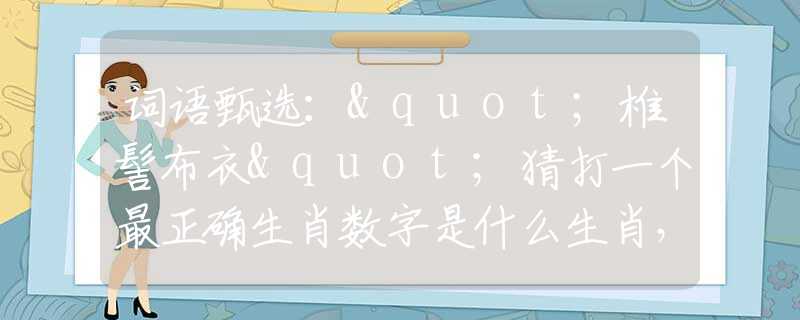 詞語甄選："椎髻布衣"猜打一個(gè)最正確生肖數(shù)字是什么生肖，最新釋義詞語闡述釋義落實(shí)