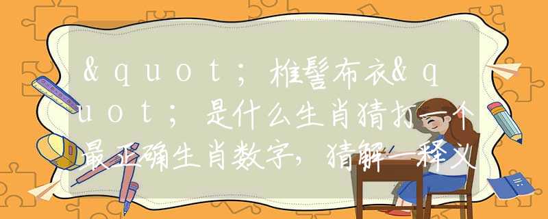 "椎髻布衣"是什么生肖猜打一個(gè)最正確生肖數(shù)字，猜解一釋義精確成語(yǔ)解析釋義