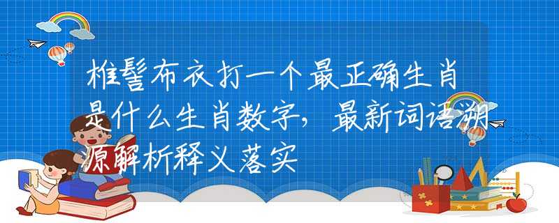 椎髻布衣打一個最正確生肖是什么生肖數(shù)字，最新詞語溯源解析釋義落實