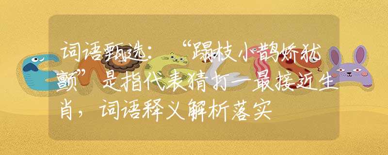 詞語(yǔ)甄選：“蹋枝小鵲嬌猶顫”是指代表猜打一最接近生肖，詞語(yǔ)釋義解析落實(shí)